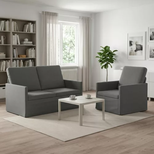 Kanapé Szett 2 pcs Sötétszürke Bársony