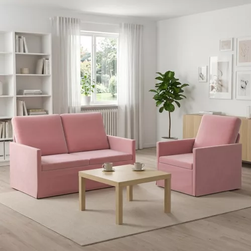 Kanapé Szett 2 pcs Rózsaszín Bársony