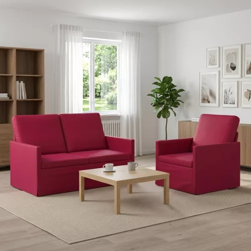 Kanapé Szett 2 pcs Bordó Bársony