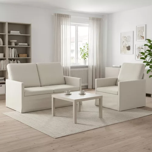 Kanapé Szett 2 pcs Krémszínű Bársony
