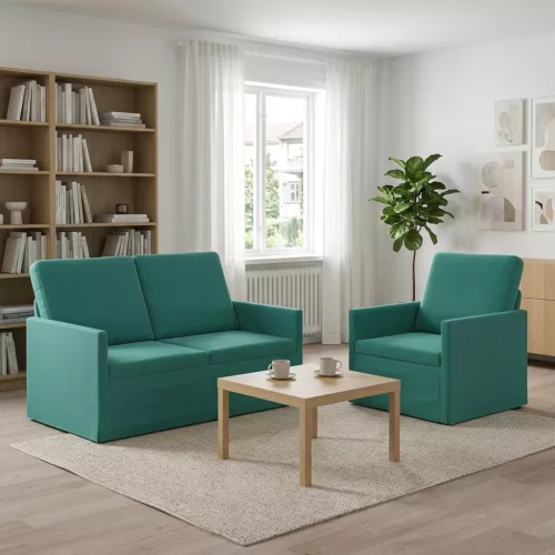 Kanapé Szett 2 pcs Türkiz Bársony