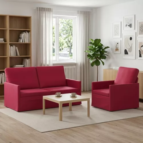 Kanapé Szett 2 pcs Bordó Bársony