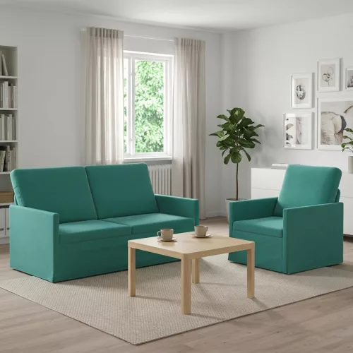 Kanapé Szett 2 pcs Türkiz Bársony