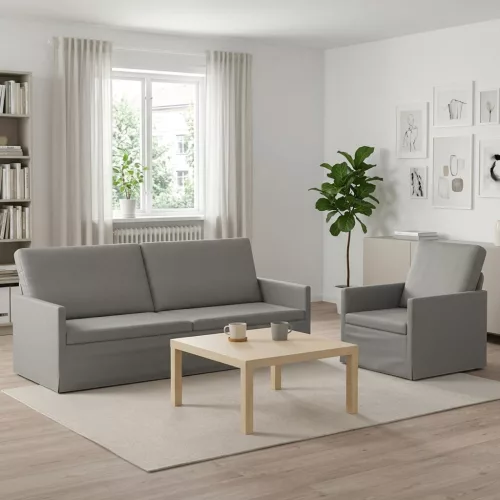Kanapé Szett 2 pcs Világosszürke Bársony