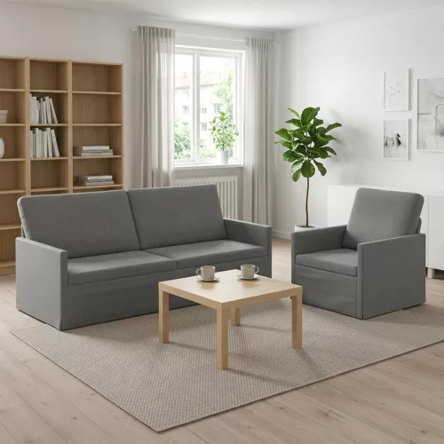 Kanapé Szett 2 pcs Sötétszürke Bársony
