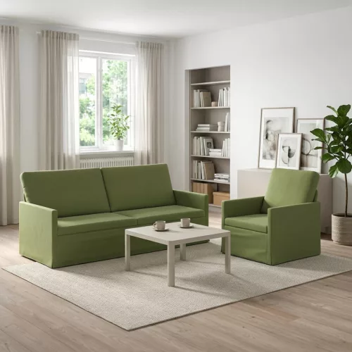 Kanapé Szett 2 pcs Világos zöld Bársony