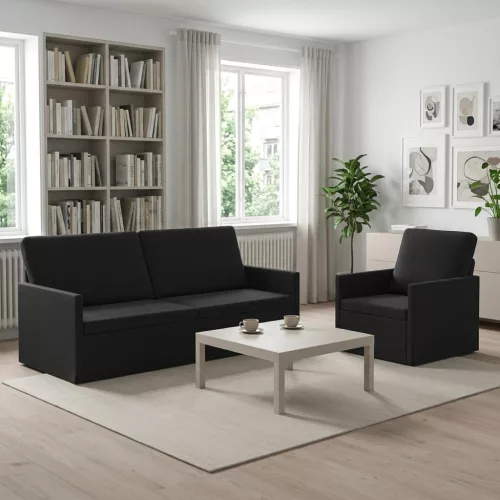 Kanapé Szett 2 pcs Fekete Bársony
