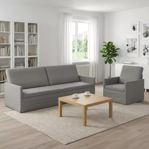 Kanapé Szett 2 pcs Világosszürke Bársony