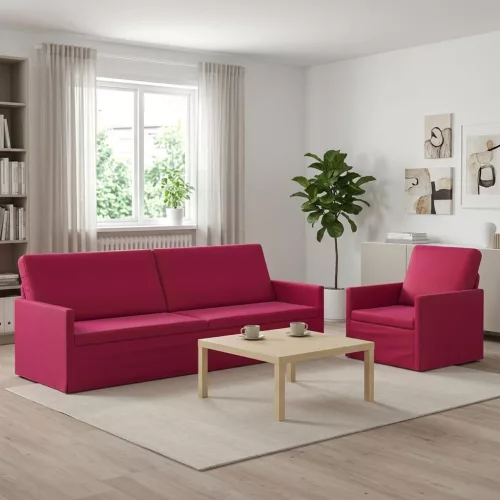 Kanapé Szett 2 pcs Bordó Bársony
