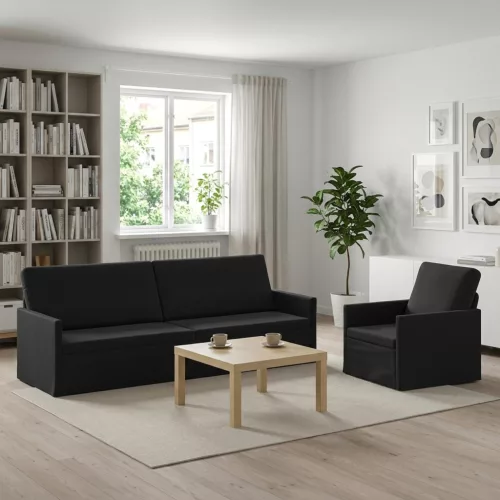 Kanapé Szett 2 pcs Fekete Bársony