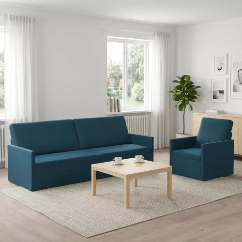 Kanapé Szett 2 pcs Kék Bársony