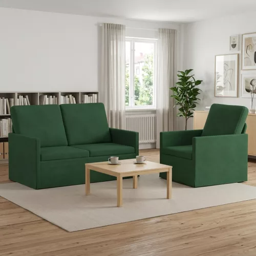 Kanapé Szett 2 pcs Dzsungel zöld Bársonyos szövet