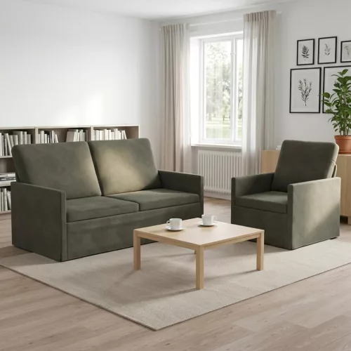 Kanapé Szett 2 pcs Világosszürke Bársonyos szövet