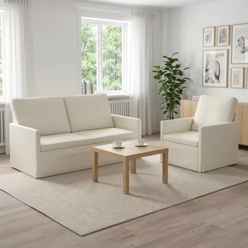 Kanapé Szett 2 pcs Krémszínű Bársonyos szövet