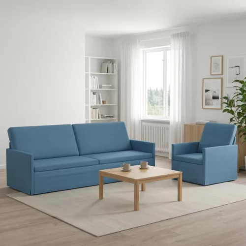 Kanapé Szett 2 pcs Kék Bársonyos szövet