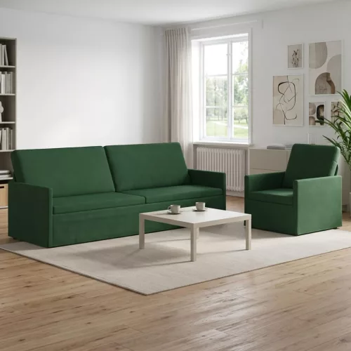 Kanapé Szett 2 pcs Dzsungel zöld Bársonyos szövet