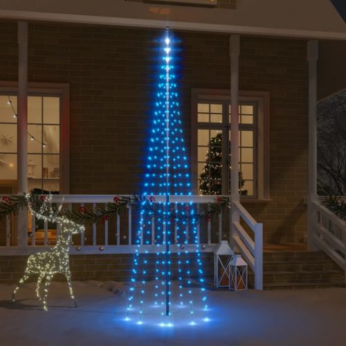 Karácsonyfa zászlórúdon 310 kék LED-del 300 cm
