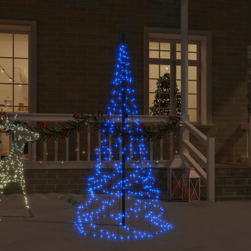Karácsonyfa zászlórúdon 200 kék LED-del 180 cm