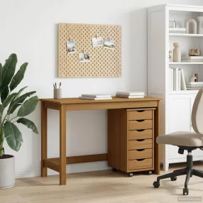   vidaXL Íróasztal és gurulós szekrény szett MOSS 2 pcs Mézes Barna