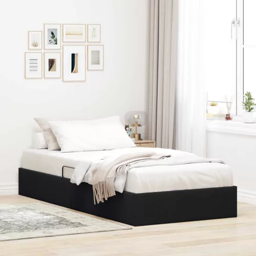vidaXL Ottomán Ágykeret tárolóval Fekete 90 x 200 cm Bársony