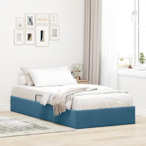   vidaXL Ottomán Ágykeret tárolóval Sötét kék 90 x 200 cm Bársony