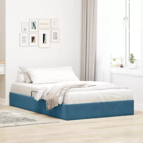   vidaXL Ottomán Ágykeret tárolóval Sötét kék 120 x 200 cm Bársony
