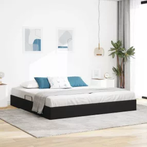   vidaXL Ottomán Ágykeret tárolóval Fekete 200 x 200 cm Bársony