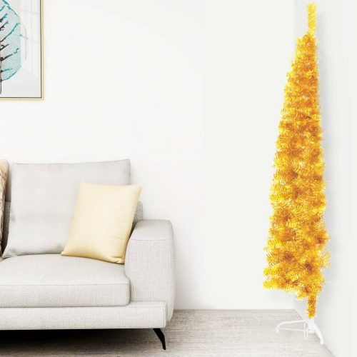 arany vékony fél műkarácsonyfa állvánnyal 120 cm