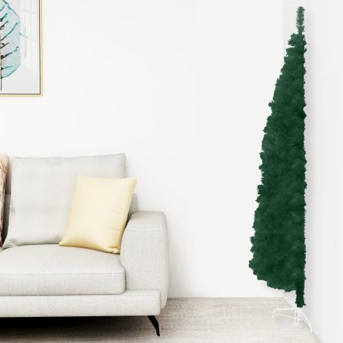 zöld vékony fél műkarácsonyfa állvánnyal 150 cm