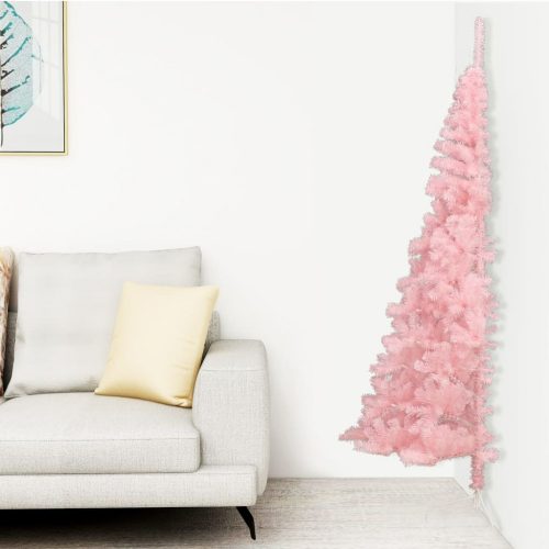 Rózsaszín PVC fél műkarácsonyfa állvánnyal 120 cm
