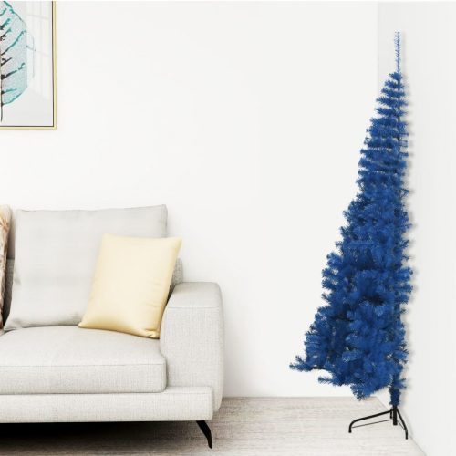 Kék PVC fél műkarácsonyfa állvánnyal 120 cm