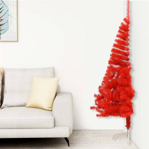 vidaXL piros PVC fél műkarácsonyfa állvánnyal 210 cm