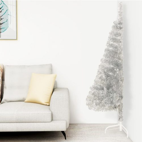 vidaXL ezüstszínű PVC fél műkarácsonyfa állvánnyal 120 cm