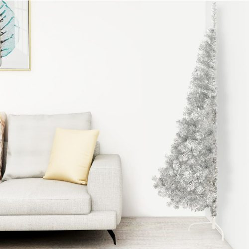 vidaXL ezüstszínű PVC fél műkarácsonyfa állvánnyal 210 cm