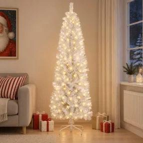   Mű Karcsú Karácsonyi Fa 180 cm 300 LED Meleg fehér PVC és fém