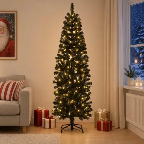   Mű Karcsú Karácsonyi Fa 210 cm 300 LED Meleg fehér PVC és fém