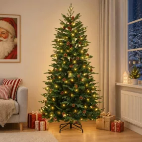   Műanyag Hajtogatós Karácsonyfa 150 cm 150 LED Meleg fehér