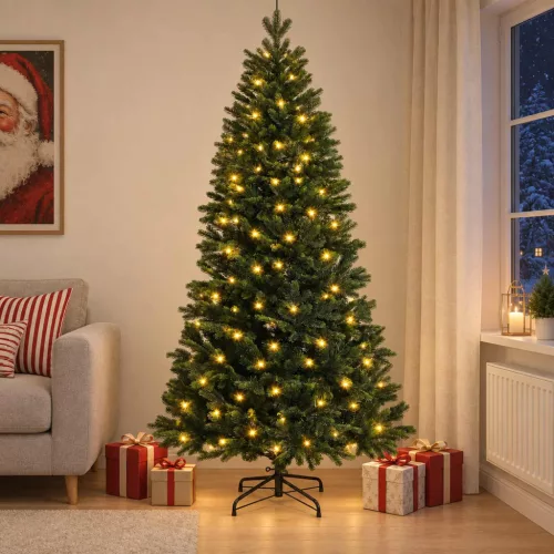Műanyag Hajtogatós Karácsonyfa 240 cm 300 LED Meleg fehér