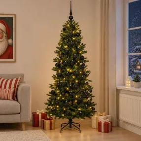   Műkarácsonyfa gömbbel 180 cm 300 LED Meleg fehér PVC és PE Zöld