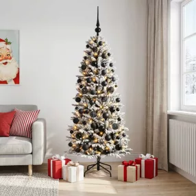   Műkarácsonyfa gömbbel 180 cm 300 LED Meleg fehér PVC és PE