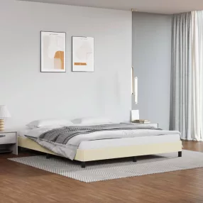 krémszínű műbőr ágykeret 180x200 cm