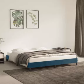   vidaXL sötétkék bársony ágykeret matrac nélkül 160x200 cm