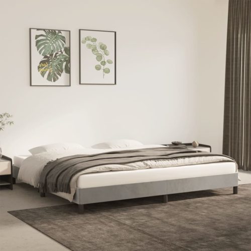 világosszürke bársony ágykeret matrac nélkül 200 x 200 cm
