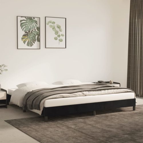 fekete bársony ágykeret matrac nélkül 200 x 200 cm