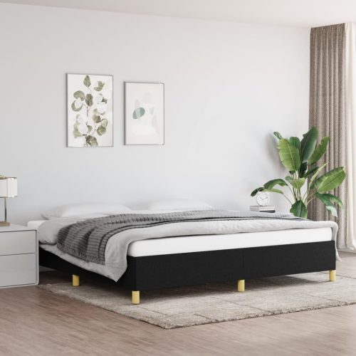 fekete szövet ágykeret matrac nélkül 200 x 200 cm