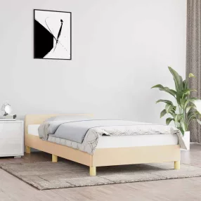   krémszínű szövet ágykeret fejtámlával matrac nélkül 90x190 cm