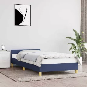   kék szövet ágykeret fejtámlával matrac nélkül 90x190 cm