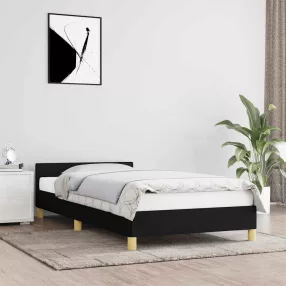   fekete szövet ágykeret fejtámlával matrac nélkül 90x200 cm