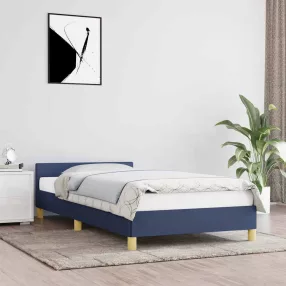   kék szövet ágykeret fejtámlával matrac nélkül 90x200 cm