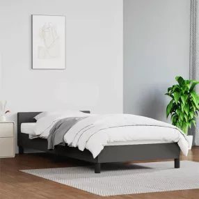 szürke ágykeret fejtámlával matrac nélkül 80 x 200 cm